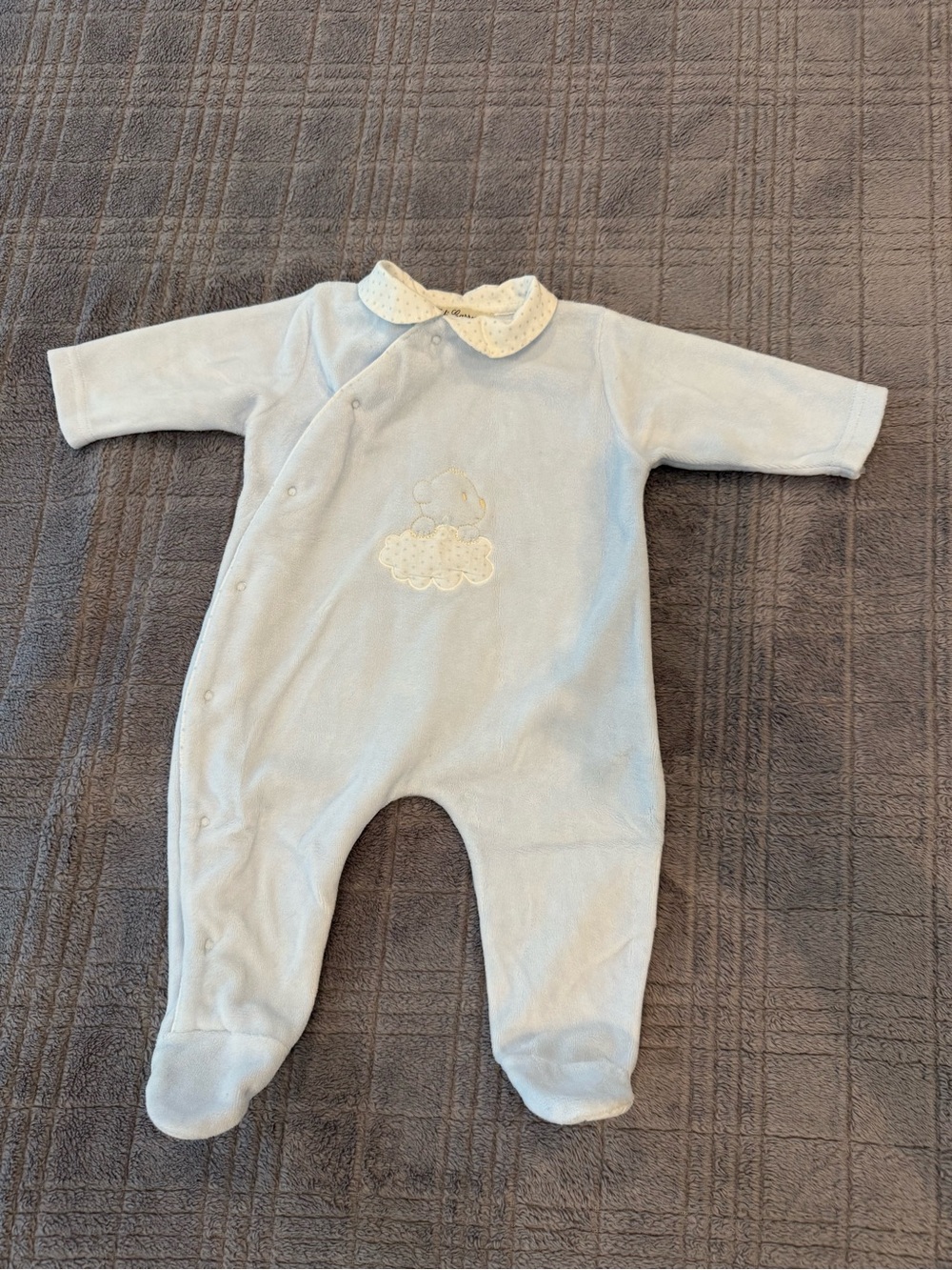 Baby Blue One-Piece Footed Romper with Peter Pan Collar